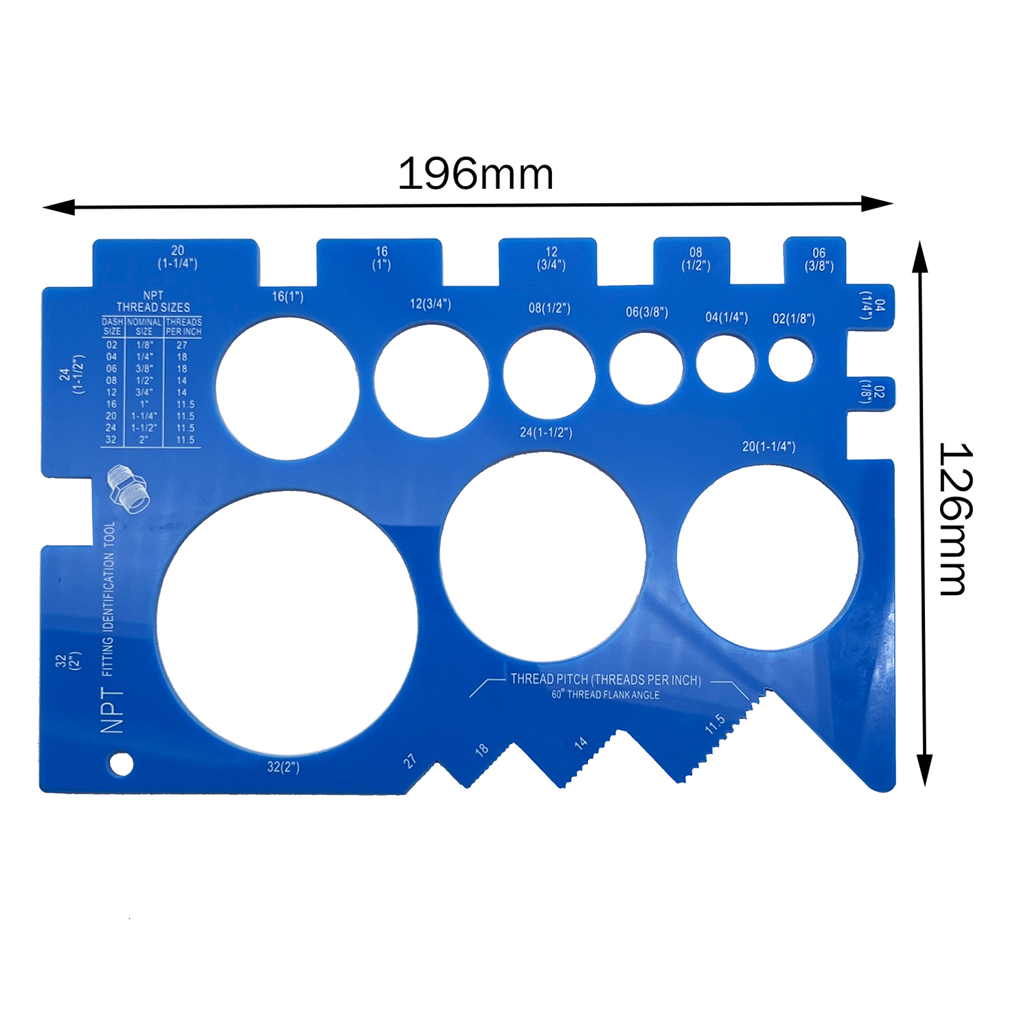 China factory custom logo plastic multifunctional plate measuring screw diameter thread pitch gauge ruler
